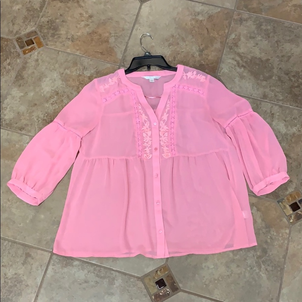pink lace blouse
